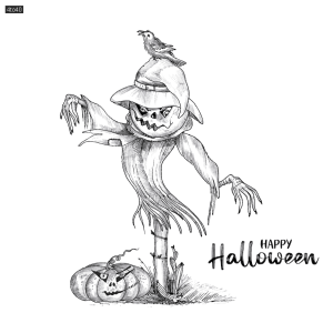Happy Halloween festival celebration scary background Coloring Page