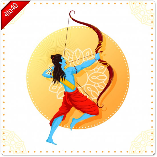 Happy Dussehra greeting card with blue archer