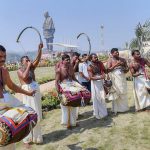 Artists perform during the inauguration of Statue of Unity on the occasion of the 143rd birth anniversary of Sardar Vallabhbhai Patel, at Kevadiya colony of Narmada district, October 31.
