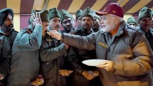 Prime Minister Narendra Modi celebrated Diwali with the jawans of the Indian Army and ITBP, at Harsil, in Uttarakhand.
