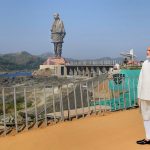 Prime Minister Narendra Modi during the inauguration of a 182-meters high statue of Sardar Vallabhbhai Patel, on the occasion of Rashtriya Ekta Diwas, at Kevadiya colony of Narmada district, October 31.