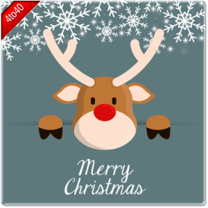 Deer Cartoon Christmas Greeting Card