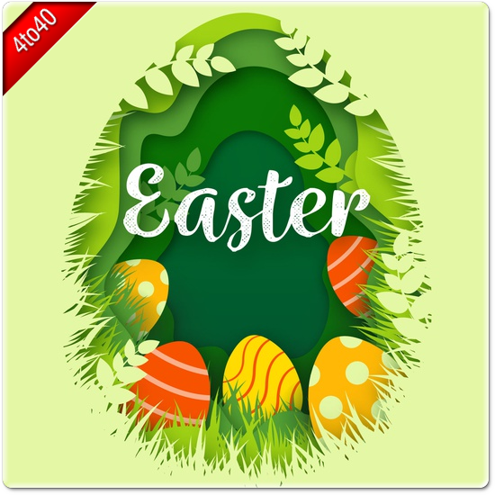 Happy Easter day paper style greeting card