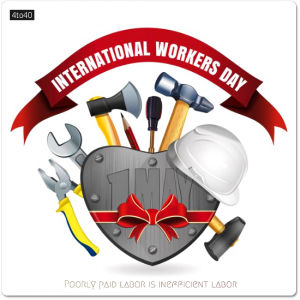 International workers day greeting card with english message