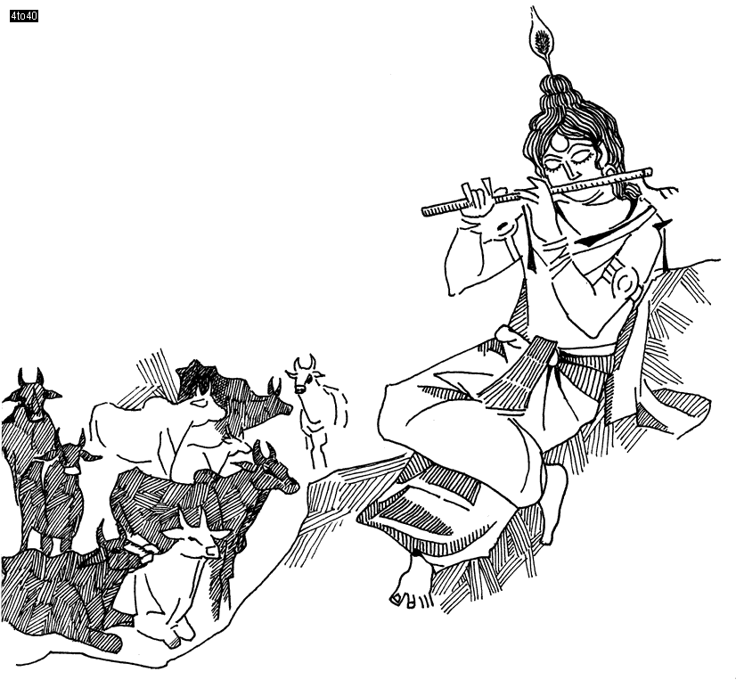 Kaliya: Story of Krishna and Kaliya Snake: Illustration by Amarjeet Malik