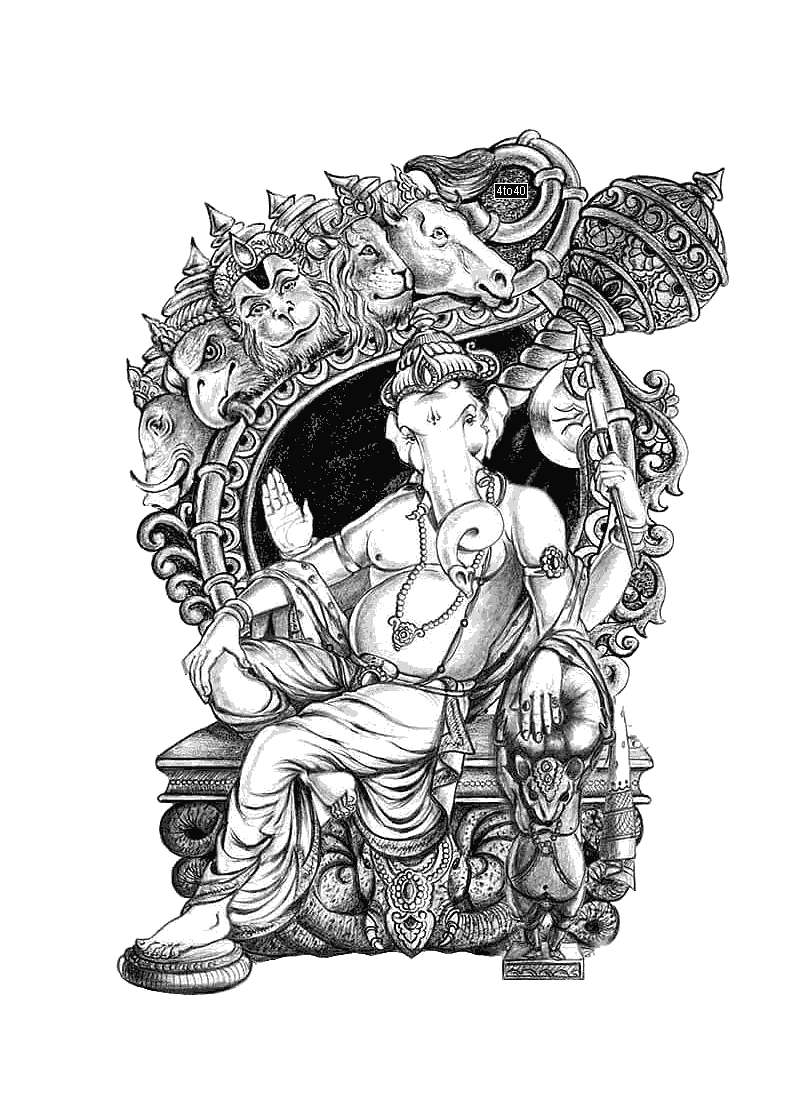 Ganapati Maharaj line art