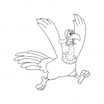 Outlined crazy turkey cartoon character running illustration