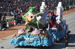 A tableaux of the Indian state of Goa takes part in a full dress rehearsal for the upcoming Indian Republic Day parade, in New Delhi