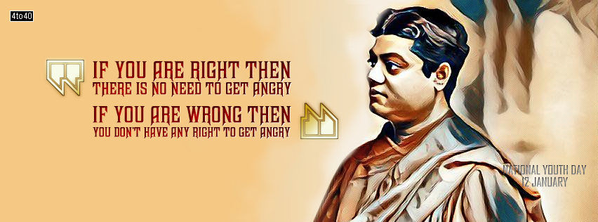 Swami Vivekananda Facebook Cover with message on Anger Control