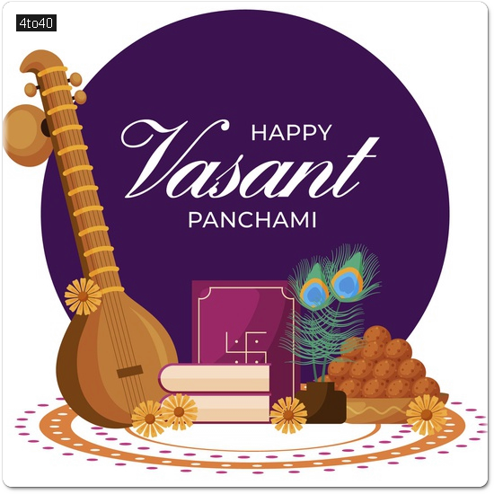 Vasant Panchami flat design greeting card cum banner