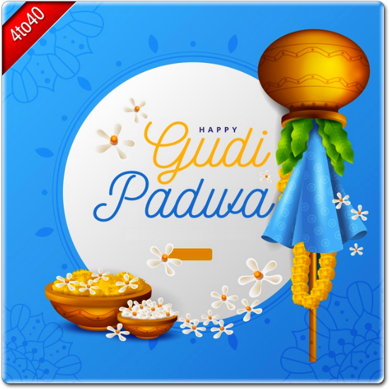 Realistic gudi padwa with flowers