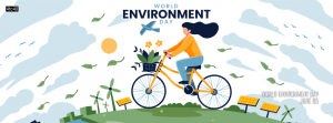 World Environment Day with woman riding bicycle