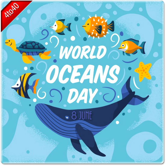 World Oceans Day Illustration Design Greeting Card