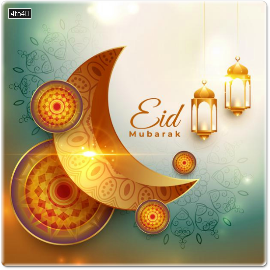 Realistic Eid mubarak traditional festival greeting card