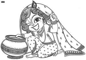Bal Krishna Stealing Butter