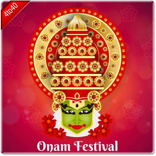 Flat Onam festival concept greeting card