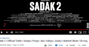 Sadak 2 Trailer: Most Disliked Trailer