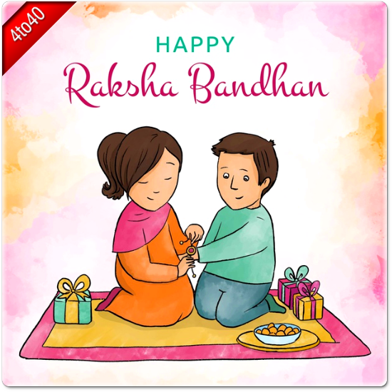 Watercolor raksha bandhan greeting card