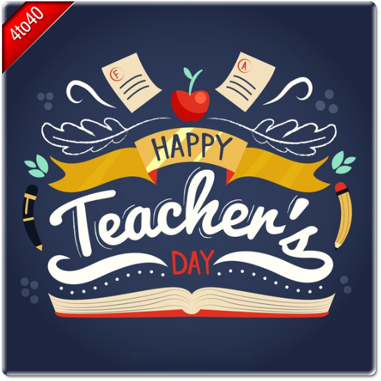 World teachers day lettering greeting card