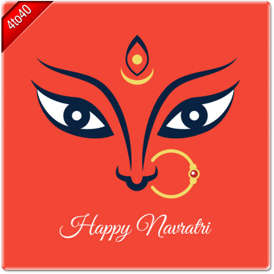 Happy Navratri Illustration with Maa Durga Face