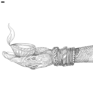 Hand holding sketch indian oil lamp Diwali festival