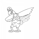Outlined turkey bird cartoon character dabbing illustration