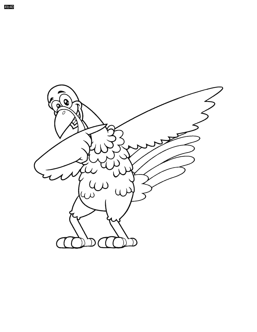 Outlined turkey bird cartoon character dabbing illustration - Kids Portal  For Parents