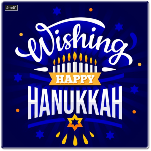 Greeting card with lettering wishing happy Hanukkah