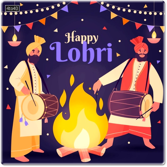 Hand drawn Lohri festival free greeting card