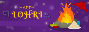 Flat design lohri banner template Vector