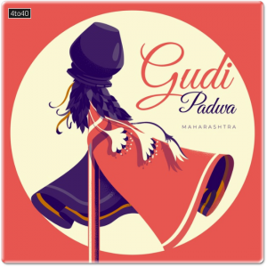 Flat design Gudi Padwa concept digital greeting card
