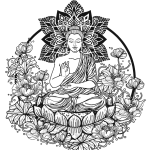 Tattoo art Buddha on lotus hand drawing and sketch