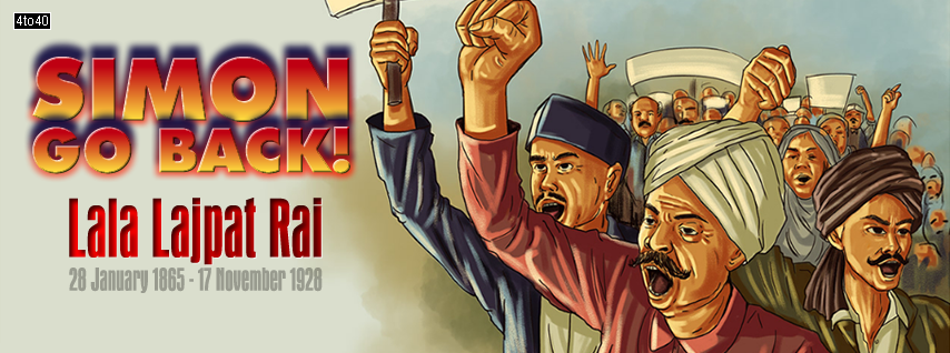 "Simon Go Back" protest by Lala Lajpat Rai and Bhagat Singh