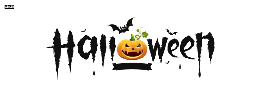Halloween Party Text Design with pumpkin and bat isolated Facebook Cover