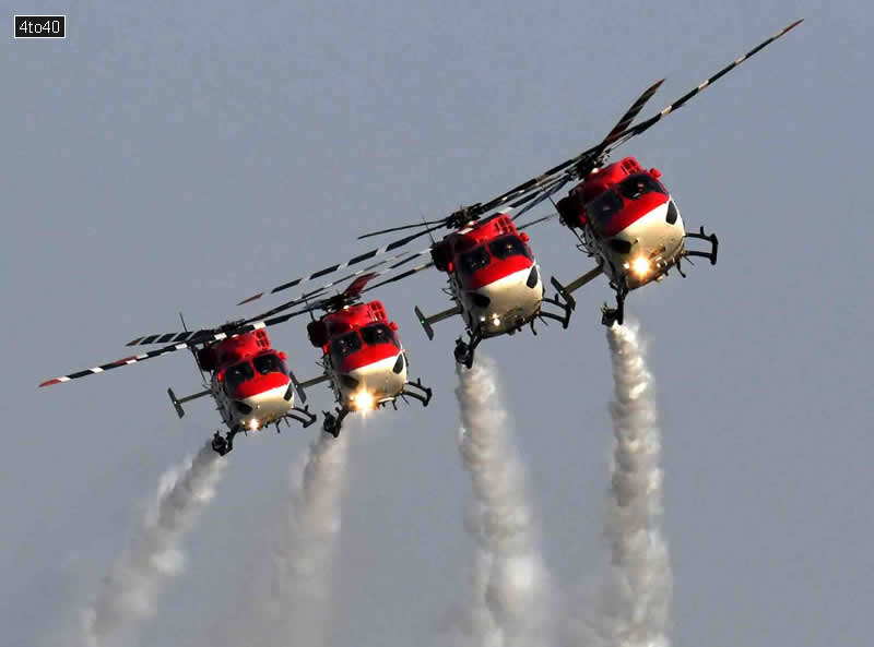 A Sarang helicopter during the Air Force Day Parade, at Sukhna Lake, Chandigarh