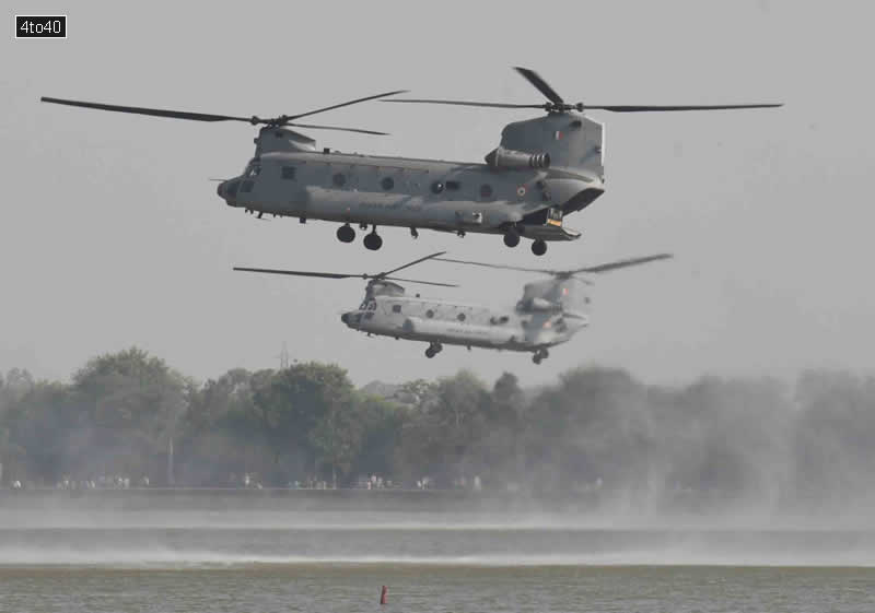 Heavylift helicopter Chinook and attack helicopter Apache, both recently inducted into the Indian Air Force