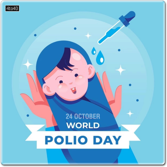 Flat world polio day greeting card