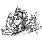 Hand draw happy Durga puja festival Indian holiday sketch