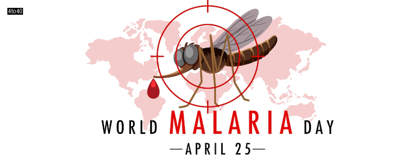 World malaria day banner with mosquito on world map