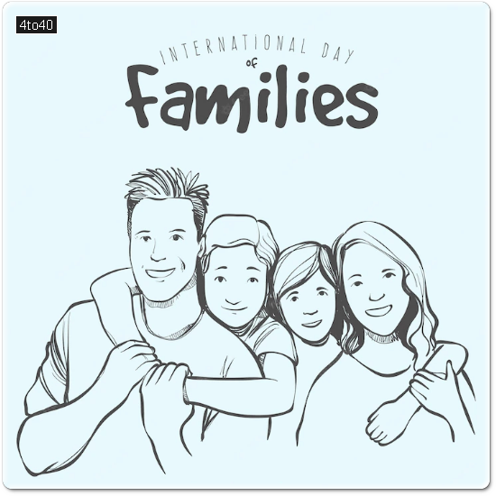 Hand-drawn family smiling World Family Day Greeting