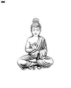 Traditional Buddha with hand drawn sketch