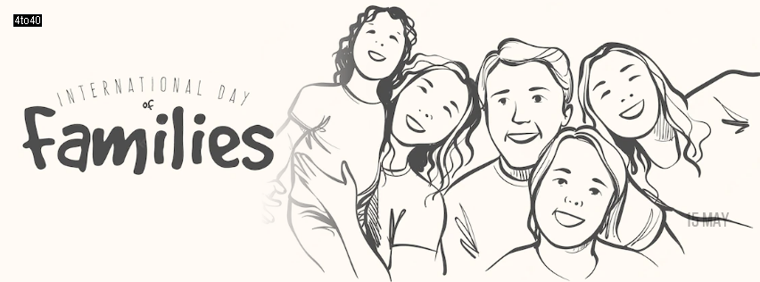 Background of happy family in hand-drawn style - International Day of Families Facebook Cover