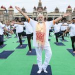 PM Modi takes part in mass yoga demonstration at Mysuru Palace Ground july 21, 2022