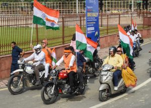 Tiranga Rally BJP MPs Take Out Tiranga Bike March To Celebrate 75 Yrs Of Independence