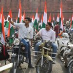 Union Minister G Kishan Reddy flagged of a Tiranga bike rally in New Delhi