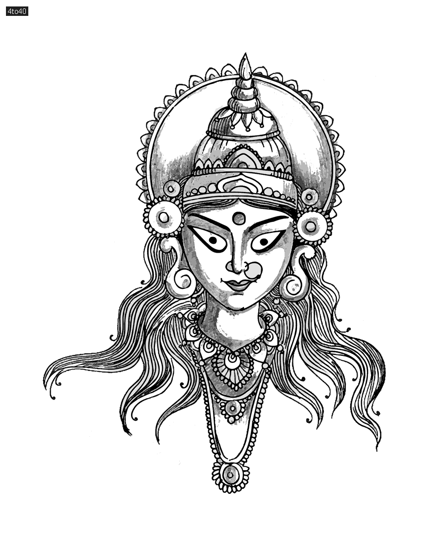 Hand draw happy durga puja festival indian holiday sketch background