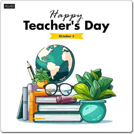 World Teachers Day Greeting with a Globe and Books