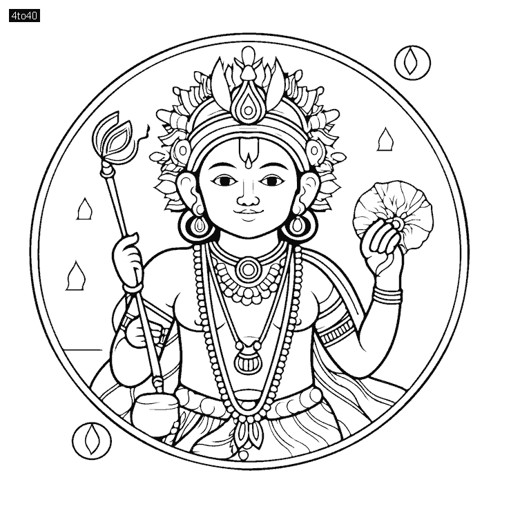 Vector sketch hand drawn single line art coloring page line drawing happy Dussehra lord Rama day