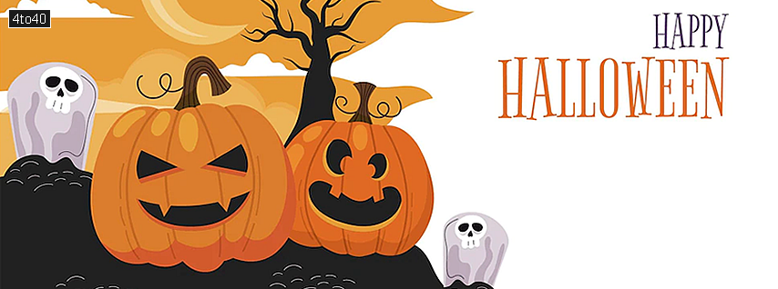 Hand drawn flat Halloween Facebook header banner