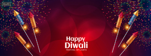 Happy Diwali celebration firework with bursting crackers Facebook Banner